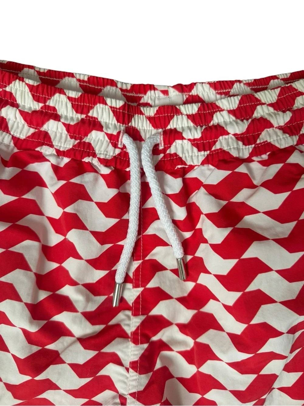 Frescobol Carioca Men’s Red & White Geometric European Swim Trunks